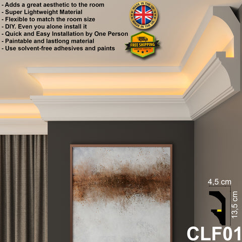 XPS LED Ceiling Coving Cornice Moulding - CLF01