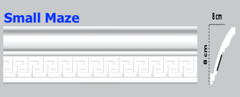 Victorian Style Polystyrene Coving Cornice Moulding -  Small Maze