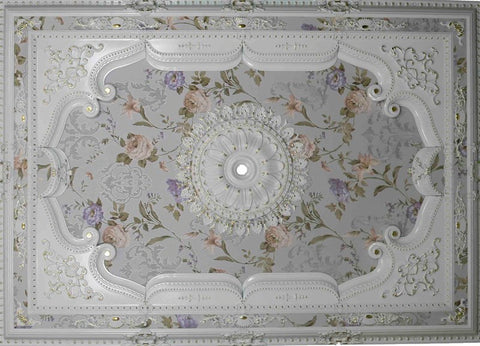 Palace Ceiling Rose Rectangular Polymer White Gold 140x200cm - FDD140200-BA