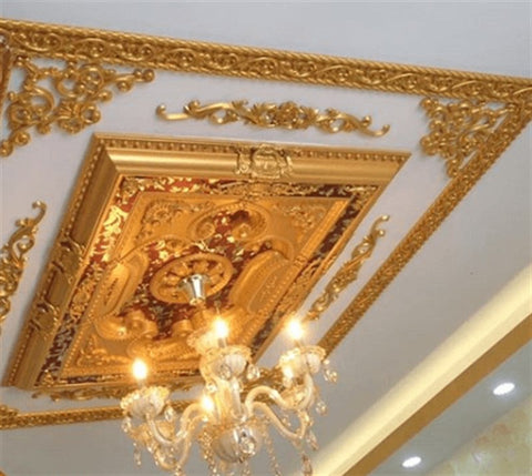 Palace Ceiling Rose Rectangular Polymer Gold Maroon 90x120cm - FDD90120-AB