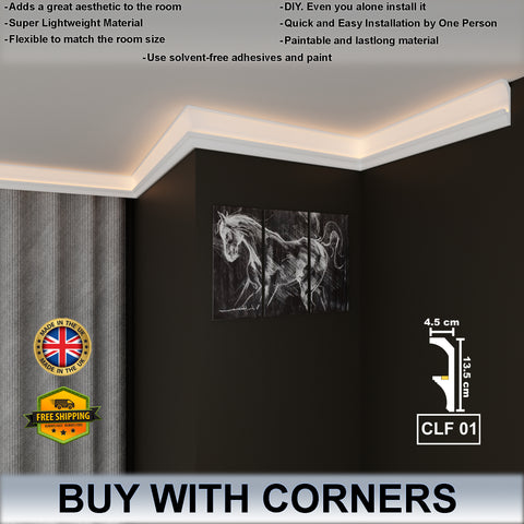XPS LED Ceiling Coving Cornice Moulding - CLF01