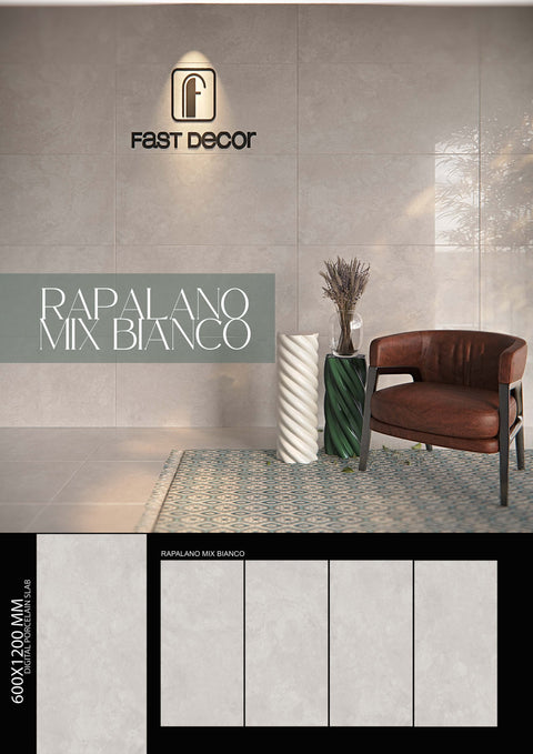 Tile for Wall - Ceramic - 600x1200x9mm - Rapalano Mix Caffe