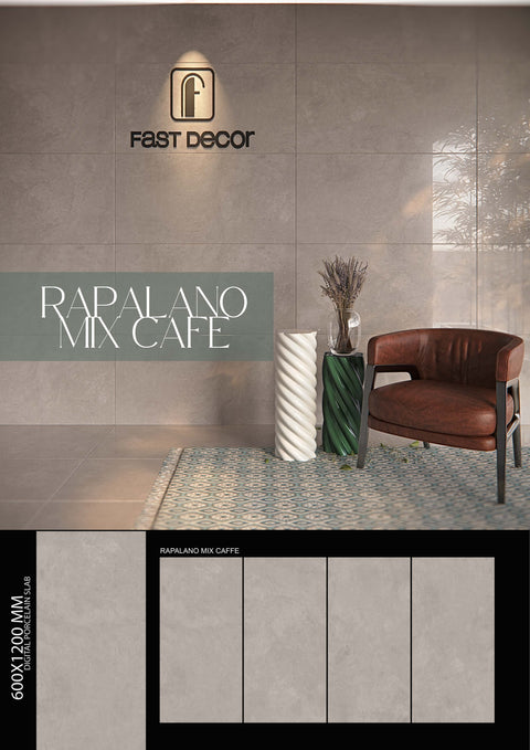 Tile for Wall - Ceramic - 600x1200x9mm - Rapalano Mix Caffe