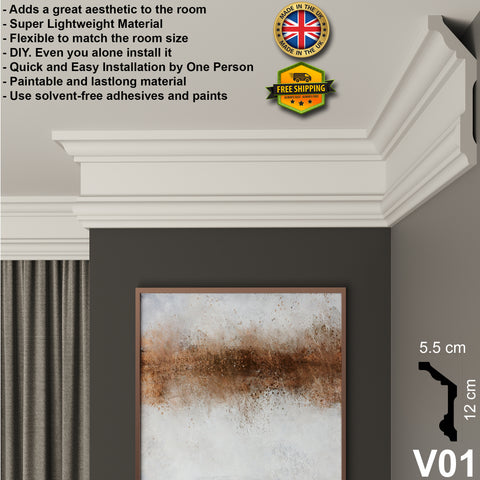 Coving Cornice Moulding Wall Ceiling DIY V01