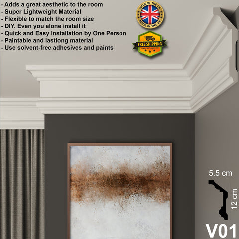 Coving Cornice Moulding Wall Ceiling DIY V01