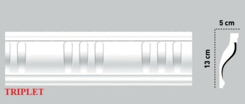 Victorian Style Polystyrene Coving Cornice Moulding  - Triplet